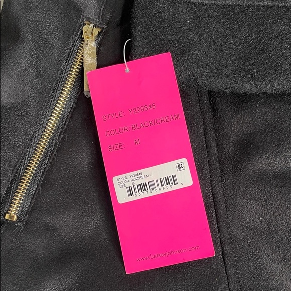 NWT Betsy Johnson Penny Lane Faux Fur Collar Black Jacket Coat - Picture 3 of 11